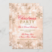 Invitation Soirée de Noël Rose Gold (Devant / Derrière)