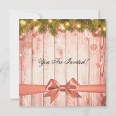 Invitation Soirée de Noël rose Gold | Arbre et ruban de Noël (Dos)
