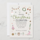 Invitation Soirée de Noël Rose Pink Vert Pur hiver (Devant)