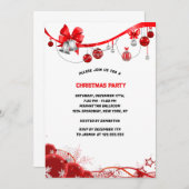 Invitation Soirée de Noël Rouge Élégante (Devant / Derrière)