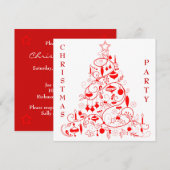 Invitation Soirée de Noël rouge et blanc (Devant / Derrière)