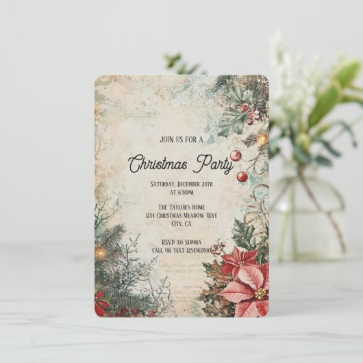 Invitation Soirée de Noël rustique (Debout devant)