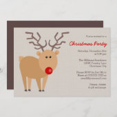 Invitation Soirée de Noël rustique de Cute Reindeer (Devant / Derrière)