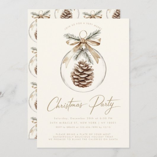 Invitation Soirée de Noël Rustique minimaliste (Devant / Derrière)