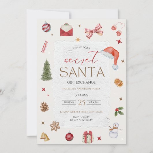 Invitation Soirée de Noël secrète Père Noël (Devant)
