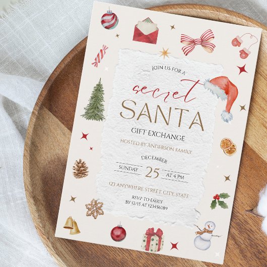 Invitation Soirée de Noël secrète Père Noël