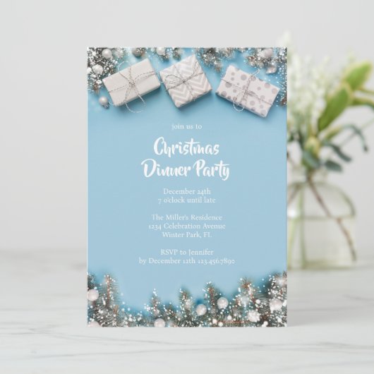 Invitation Soirée de Noël simple (Debout devant)