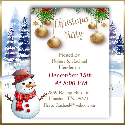 Invitation Soirée de Noël simple et élégante