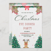 Invitation Soirée de Noël simple, verte et rouge (Devant / Derrière)