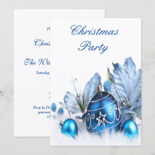 Invitation Soirée de Noël stylée Bleu & Argent