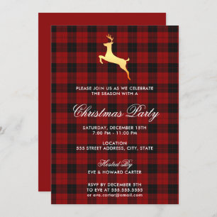 Invitation Soirée de Noël Tartan Reindee en Écosse