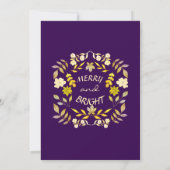 Invitation Soirée de Noël Unique en or violet Joyeux et lumin (Dos)