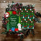 Invitation Soirée de Noël Vert Cute Père Noël & Snowman
