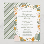 Invitation Soirée de Noël Vert Et Or (Devant / Derrière)