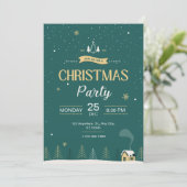 Invitation Soirée de Noël verte et moderne (Debout devant)