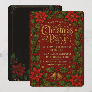 Invitation Soirée de Noël Vintage Chaleureuse et Festive