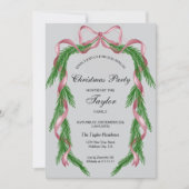 Invitation Soirée de Noël vintage rose Ruban (Devant)