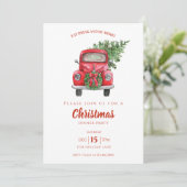 Invitation Soirée de Noël Vintage Truck Rouge (Debout devant)