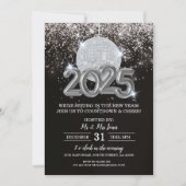 Invitation Soirée de Nouvel An Noir et Argent (Devant)