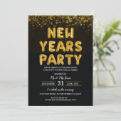 Invitation Soirée de Nouvel An Noir et Or (Debout devant)