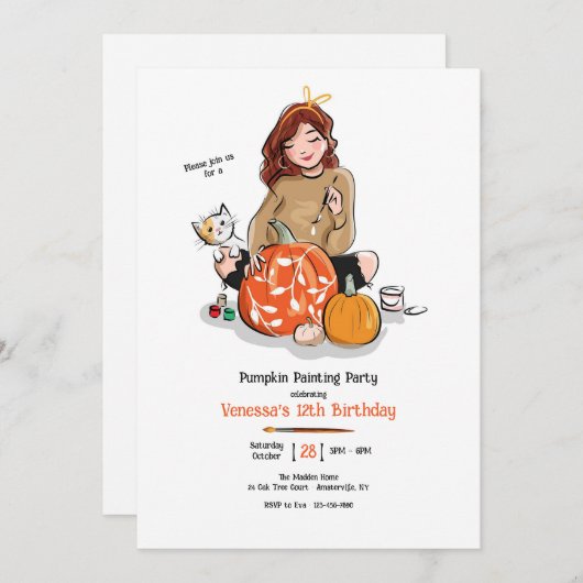 Invitation Soirée de peinture de citrouilles (Devant / Derrière)