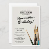 Invitation Soirée de peinture fête d'anniversaire (Devant / Derrière)