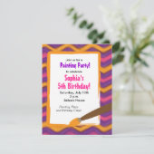 Invitation Soirée de peinture pour l'anniversaire de la fille (Debout devant)