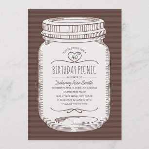 Invitation Soirée de pique-nique du 40e anniversaire Rustic M