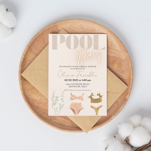 Invitation Soirée de piscine de la mariée chic boho