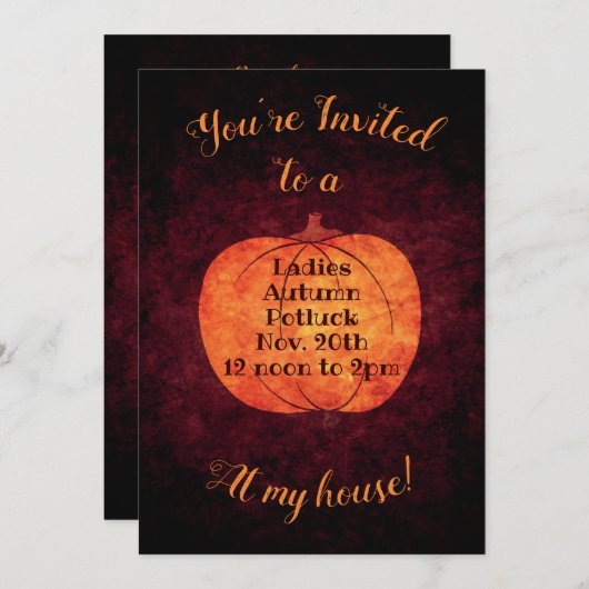 Invitation Soirée de potluck d'automne (Devant / Derrière)