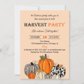 Invitation Soirée de récolte Citrouille d'automne Dîner de gr (Devant)