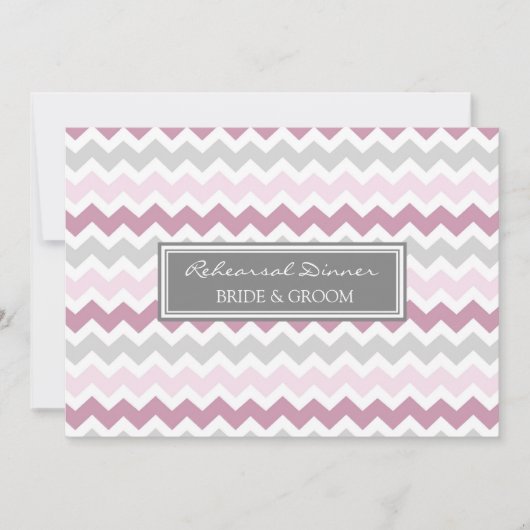 Invitation Soirée de répétition Chevron gris rose (Devant)