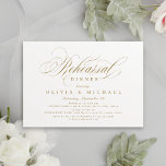 Invitation Soirée de répétition classique or<br><div class="desc">Dîner de répétition classique moderne calligraphie design en couleur or éditable,  simple et élégant. Grandes cartes de mariage minimaliste pour mariage vintage,  mariage traditionnel,  mariage classique et autres événements. Voir toutes les pièces correspondantes dans la collection.</div>