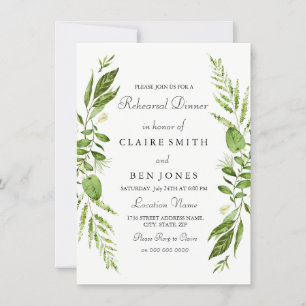 Invitation Soirée de répétition de mariage élégante à la feui