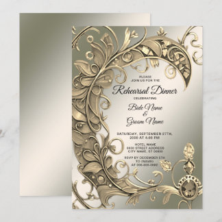 Invitation Soirée de répétition décorative or moderne élégant