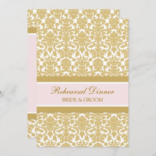 Invitation Soirée de répétition en or rose (Devant / Derrière)