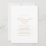 Invitation Soirée de répétition Gold Élégante<br><div class="desc">Cette élégante invitation à dîner de répétition en or est parfaite pour une simple répétition mariage. Le design minimaliste or et blanc présente une typographie romantique avec style glamour moderne. Personnalisable dans n'importe quelle couleur. Gardez le design minimal et élégant, tel quel, ou personnalisez-le en ajoutant vos propres graphiques et...</div>