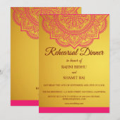 Invitation Soirée de répétition indienne élégante Gold Rose P (Devant / Derrière)