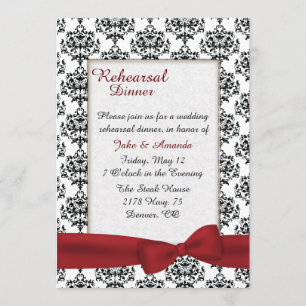 Invitation Soirée De Répétition Mariage damassé