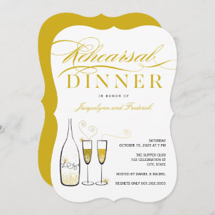 Invitation Soirée de Répétition Mariage Gold Champagne Chic