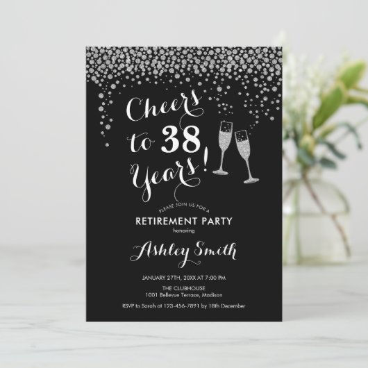 Invitation Soirée de retraite à l'invitation Black Silver (Debout devant)