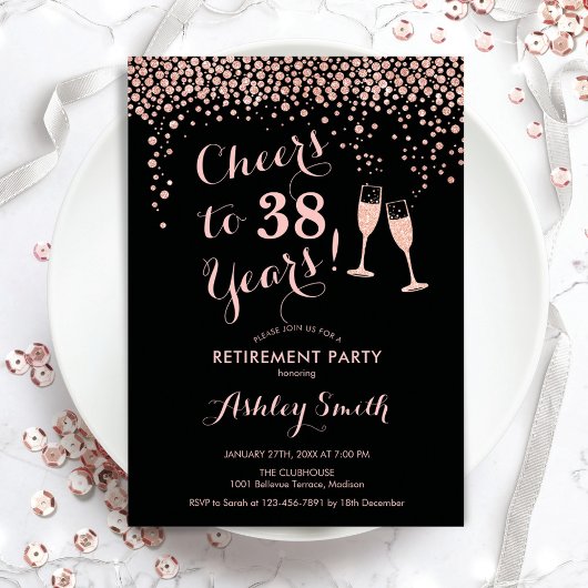 Invitation Soirée de retraite - Black Rose Gold
