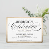 Invitation SOIRÉE DE RETRAITE DÎNER élégant or noir (Debout devant)