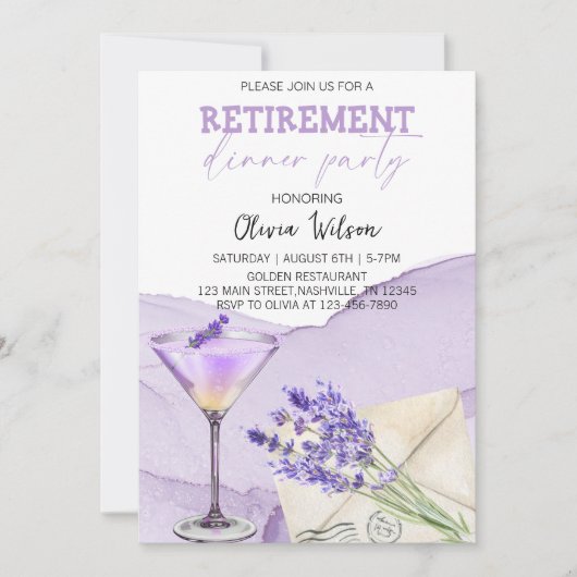 Invitation Soirée de retraite élégante (Devant)