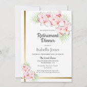 Invitation Soirée de Retraite Florale Rose et Or (Devant)