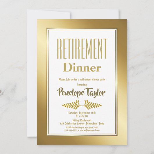 Invitation Soirée de Retraite Parties scintillant Or (Devant)