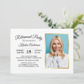 Invitation Soirée de retraite photo moderne Elegant Gold (Debout devant)