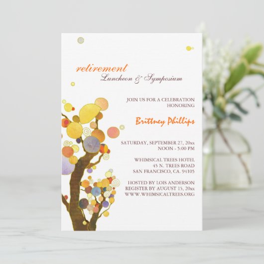 Invitation Soirée de retraite stylish Whimsical Tree (Debout devant)