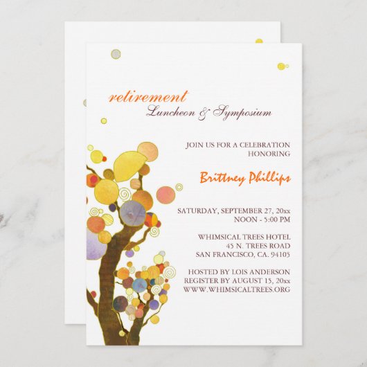 Invitation Soirée de retraite stylish Whimsical Tree (Devant / Derrière)