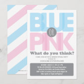 Invitation Soirée de révélation de genre pour bébé rose ou bl (Devant / Derrière)